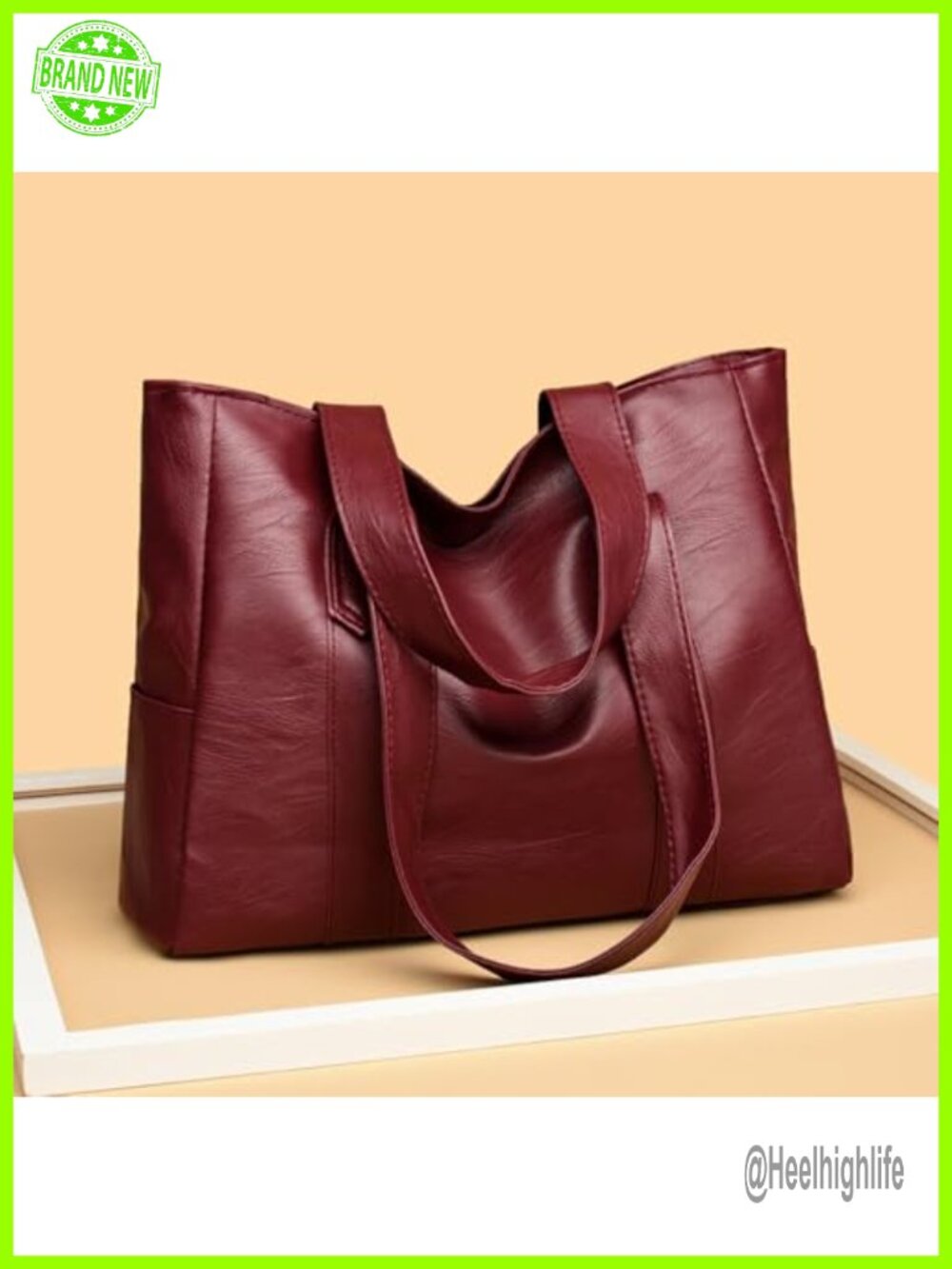 Vintage PU Tote Bag Large Capacity Shoulder Bag for Women Casual Shopping Purse